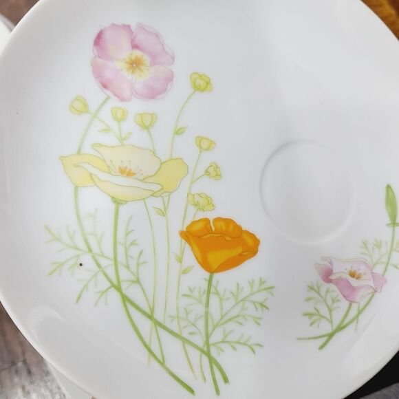 Vintage MCM Mid Century Modern Japan Pastel Flower Plate Set of 8 - Picture 12 of 14